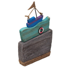 Nautical Rustic Wooden Sail Boat Ornament