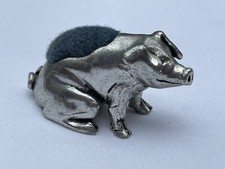 Vintage Pewter Miniature Sitting Pig Pin Cushion Alchemy Carta Made England 1994