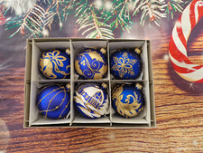 6 Hand Painted Glass Baubles