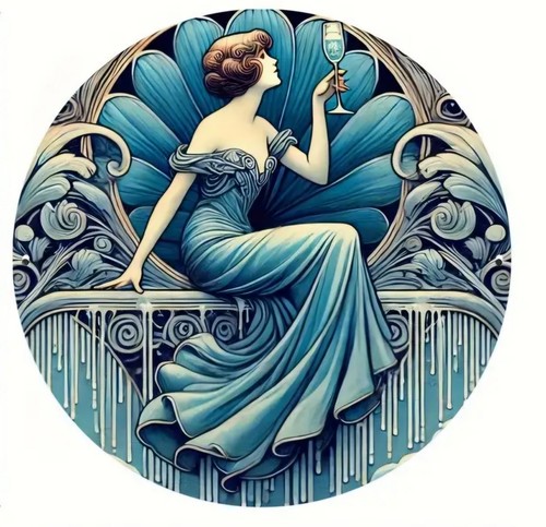 Vintage art deco round metal - art,