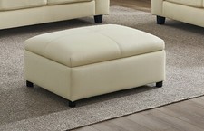 Cream Genuine Leather 3 Seater