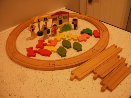 Wooden train set accessories - set,