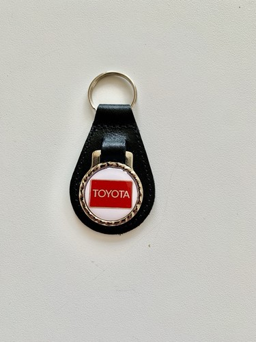 Black leather keyring - leather, fob