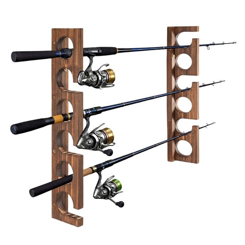 Wood fishing rod rack - fishing,