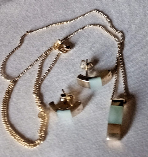 Vintage silver mop necklace - mop,