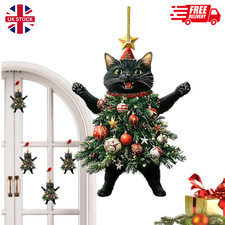 Cute Cat Hanging Ornaments Christmas Tree Pendants Acrylic Hanging Decoration UK