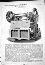 Old Engineering 1883 Large Plate-Shearing Machine De Bergue Mancheste Victorian