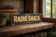 Radio sign RADIO SHACK wooden