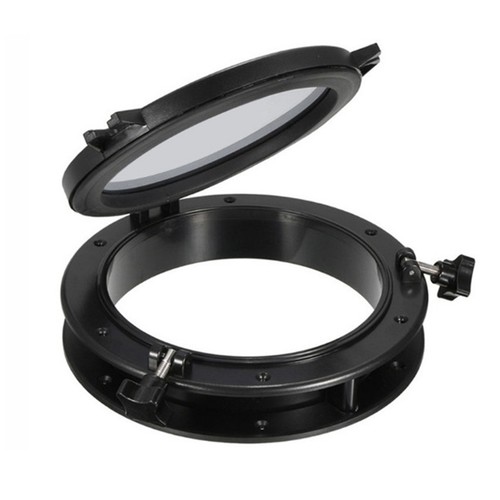 Black round portholes - black,