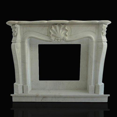 White marble fireplace - marble, carrara