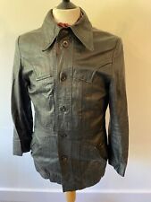 VINTAGE mens 70's INDIE/MOD BLACK SOFT LEATHER RETRO FITTED JACKET BLAZER 38"