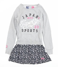 Superdry Womens Grey Floral XS Jumper Dress Casual Logo Sportswear