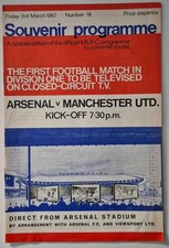 Arsenal V Man Utd: First Televised Closed Circuit Match 1967 Programme