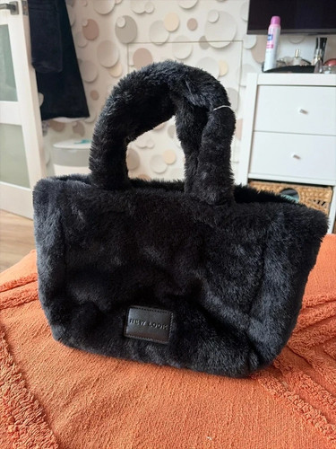 Black faux fur - mini, bag