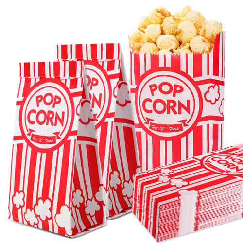 Paper popcorn bags 100 pack - popcorn,