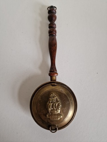 Miniature brass wood bed - &,