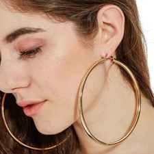 HUGE 10cm/12cm GOLD/SILVER fashion BIG plain MASSIVE HOOPS large hoop earrings