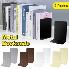 4 Pcs Heavy Duty Metal Bookends Book Ends Shelves 8'' Home Office Stationery
