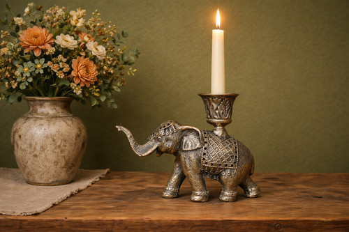 Gold bronze elephant dinner - gold/bronze,