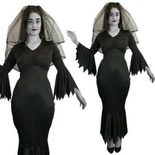 Halloween Ghost Zombie Corpse Bride Costume Ladies Fancy Dress Black Widow     