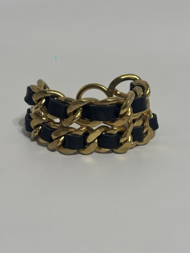 Vtg chanel gold chain black - gold,