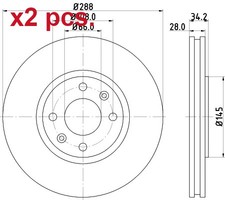 X2 PCS FRONT BRAKE DISC ROTOS