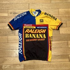 SMS Santini Raleigh Cycling Banana Team jersey Size Large 1980s Italy Vintage
