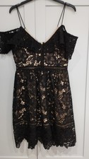  New Look Black Lace Party dress size 10 Premium Gold Off Shoulder Fab Con