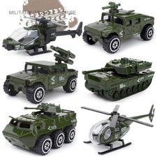 Set of 6 Military Vehicle Helicopter Tank Toy Diecast Army Truck Toys for Kids