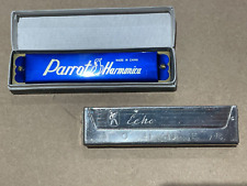 Vintage Hohner Echo Harmonica (14 hole C) and Boxed Parrot Harmonica (16 hole C)