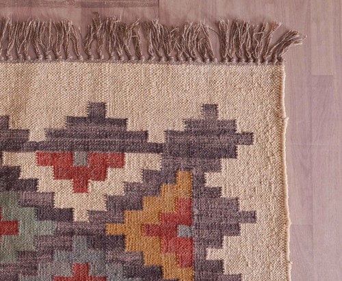 Rug kilim wool jute runner - rug,
