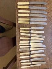 Circa 1930-1950 - Bone Handle Stainless Steel Knives x 19 Mixed Job Lot