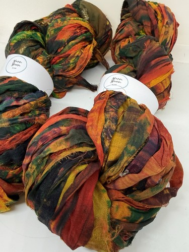 Sari silk ribbon yarn - sari, hand