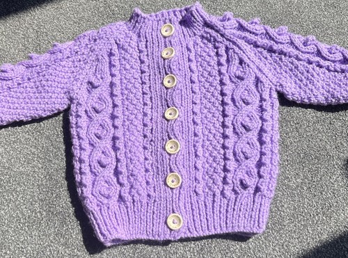 Purple hand knitted cardigan - purple,