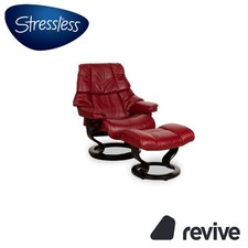 Stressless Reno Leather Chair Red Manual Function Including Ottoman
