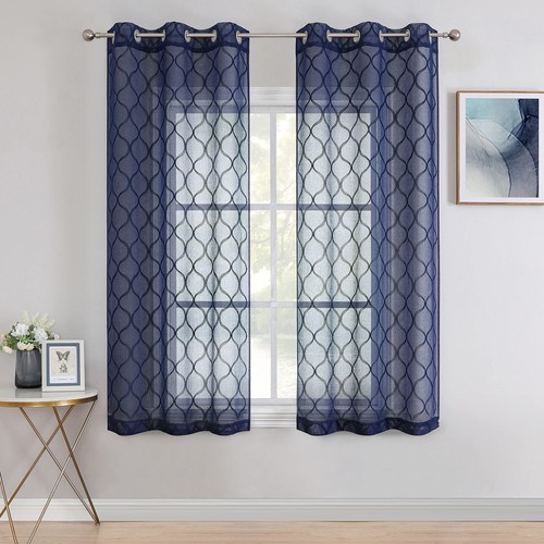 Navy blue sheer - blue, curtains