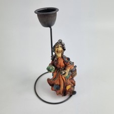 Witch Figurine Candle Holder Resin Ornament Halloween Gothic Decor 5.5" Tall