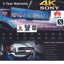 12''SONY 4K R-H Lens GPS Mirror Car Dash Cam Touch Screen Dual Front&Rear Camera