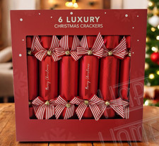 Set of 6 Luxury Christmas Crackers 14" Xmas Party Dinner Table Decoration Red