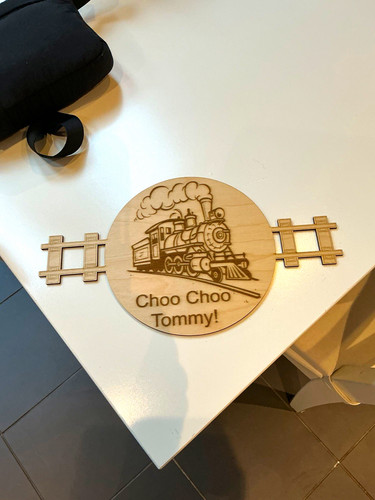 Engraved wooden train - engraved,