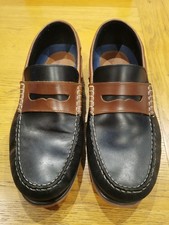 Marks & Spencer Boat Shoes Mens Size UK 12 M&S Blue Leather Deck Slip On Loafers
