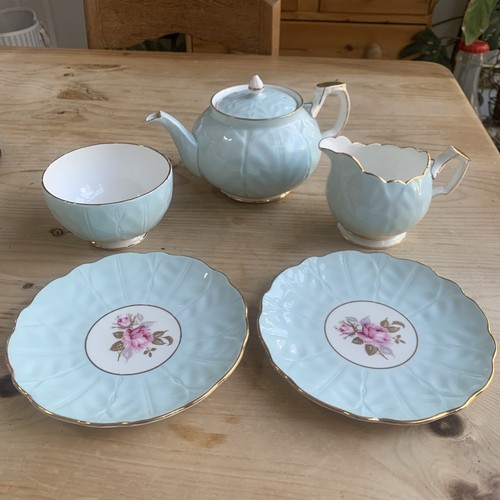 Aynsley blue crocus teapot set - crocus,