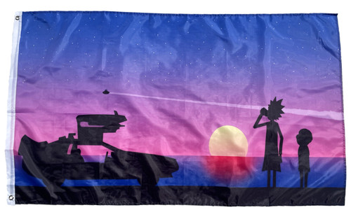 Sunset rick and morty flag - rick, 3x5