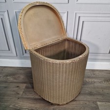 Retro Vintage LLoyd Loom Woven Wicker Laundry Basket - Ottoman Storage Box CC41