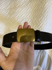Polo Ralph Lauren brown leather belt with gold-tone buckle and iconic pony logo