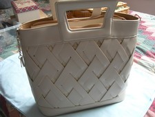 'Moda In Pelle' Bag - NEW - Criss Cross Front - Beige/Cream - charity sale
