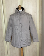 Anne De Lancay Women's Grey Casual Fur Collar Quilted Jacket Ladies Size Large L