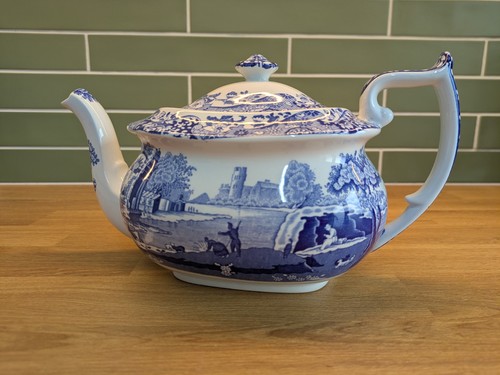 Spode italian blue tea pot - spode,