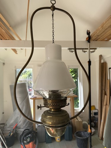 Vintage hanging brass glass - hanging, brass/glass