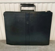 M Jafferjees Classic Carry Top Haddle Black leather Portfolio Laptop Bag 
